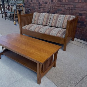 Contemporary Stickley spindle settee