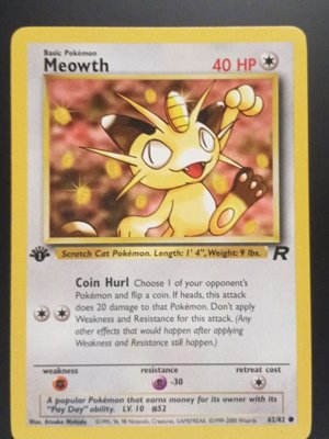1st edition Meowth Basic Pokémon Card