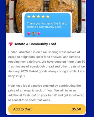 Community Loaf donation de Cedar Farm, Minneapolis, MN