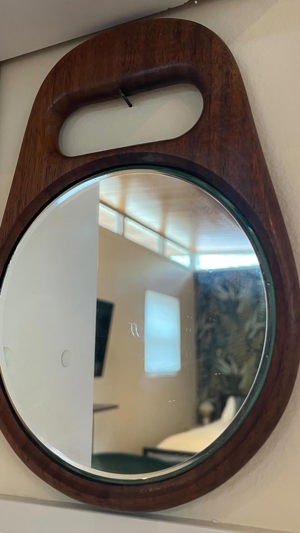 1930s walnut hand mirror