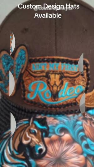 Custom rhinestone western baseball cap (brown with turquoise accents)