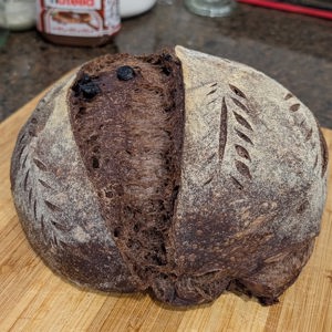 Double chocolate Nutella swirl sourdough loaf