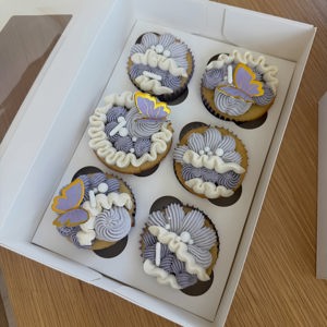Lavender and butterfly cake