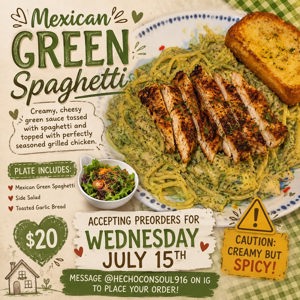 Mexican Green Spaghetti Plate