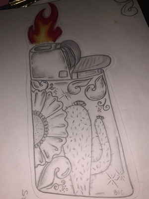 Custom Lighter Design Sketch Art
