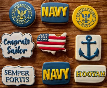 Military/Navy themed cookies