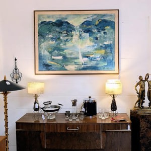 XL signed and framed print 'Mediterranean Harbor' by Hermann Dietrich Grunewald