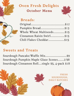 Seasonal sourdough baked goods