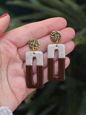 Neutral duo-tone statement earrings