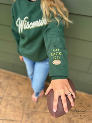 Wisconsin cheese design embroidered top