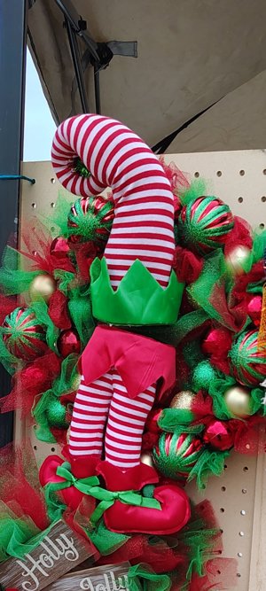 Elf Wreath with Striped Legs