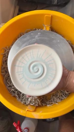 Porcelain plates with spiral design